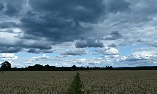 Rain clouds over the wheat fields at Dunsden, south Oxfordshire.