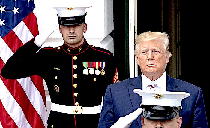 Click to enlarge Trump and salutes