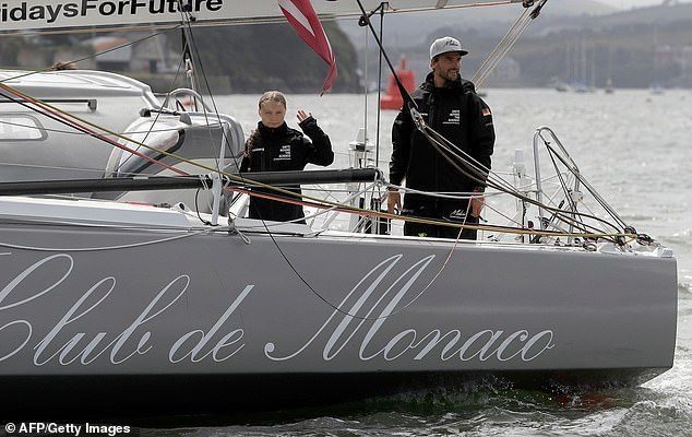 Click to enlarge Greta Thunberg on yacht