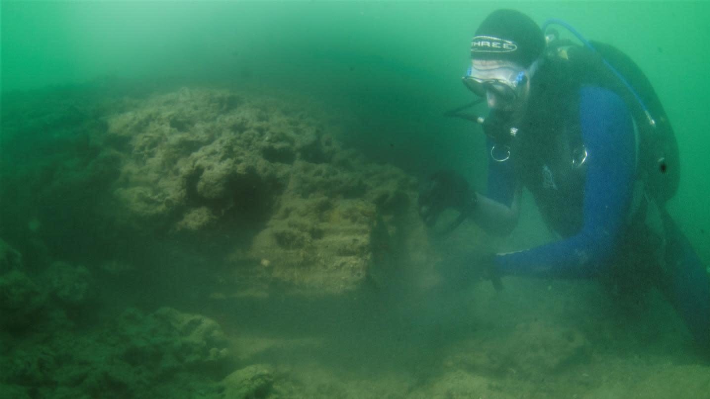 A historian examining the wooden planks.