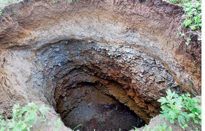 A sinkhole formed in Kadapa district.– File Photo