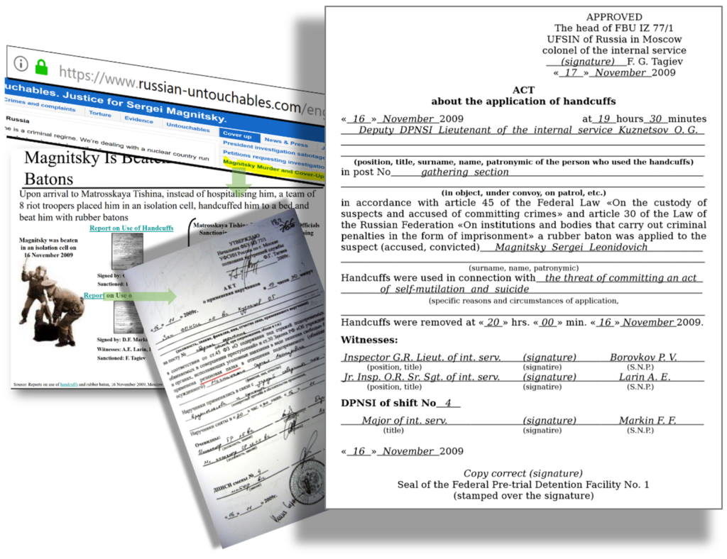 Click to enlarge magnitsky baton attack prison claim translation