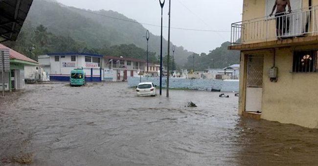 The village of Rivière-Pilote flooded.