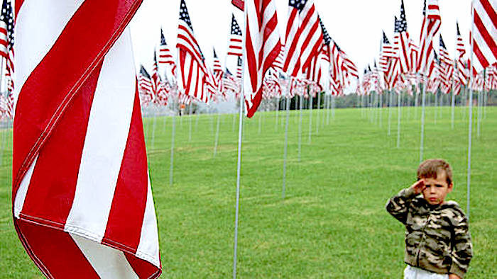 Click to enlarge Boy and flags