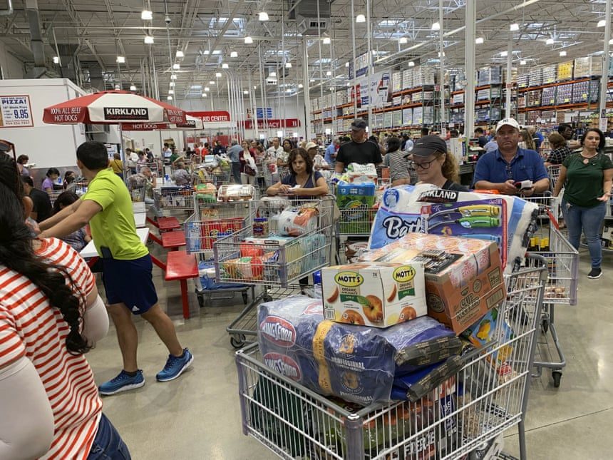 Click to enlarge Shoppers in Florida stock up on supplies ahead of Hurricane Dorian