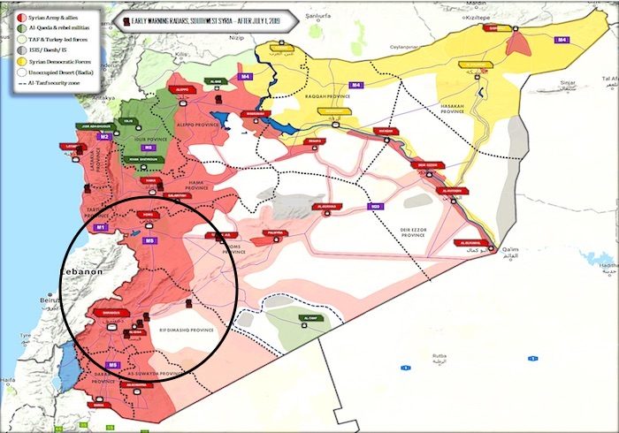 Click to enlarge map Syria warning sites
