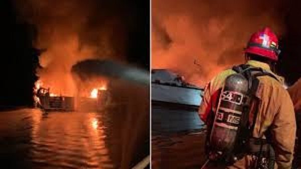 Boat on fire