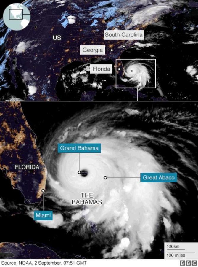 Click to enlarge Hurricane Dorian from space