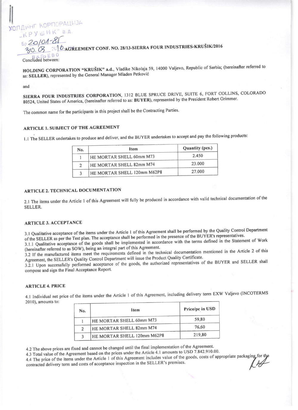 Click to enlarge arms deal serbia change shipping labels