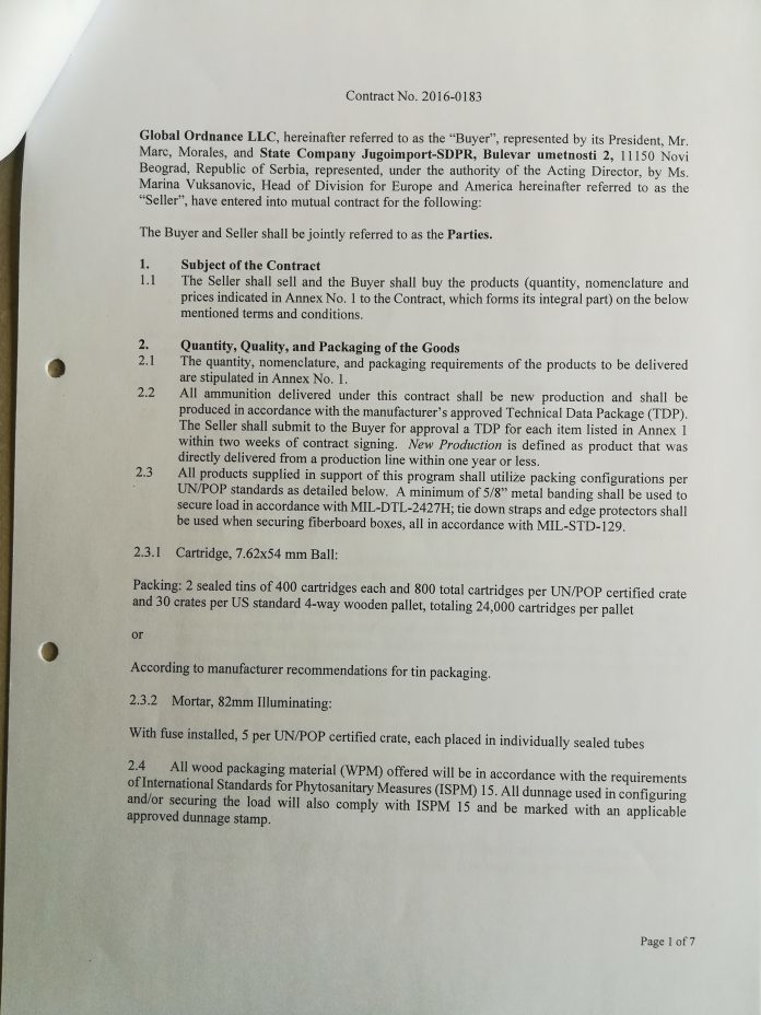 Click to enlarge contract smuggled arms Global ordinance syria serbia