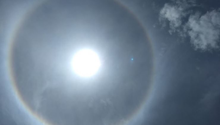 Click to enlarge Sun halo over Tura, India