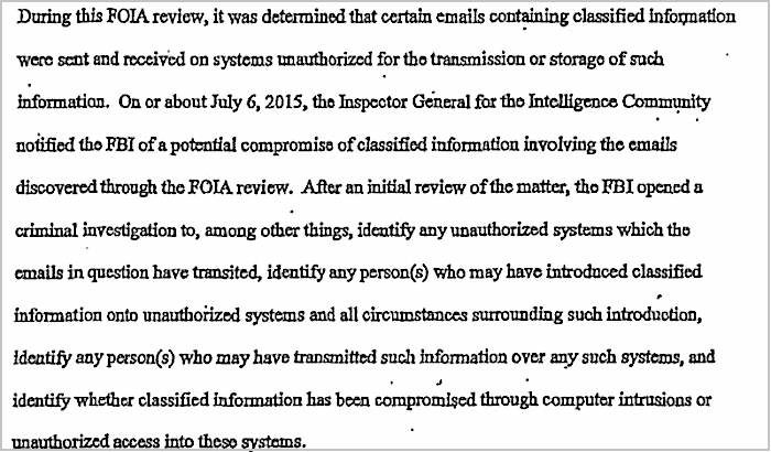FBI Crim Investigation Hillary
