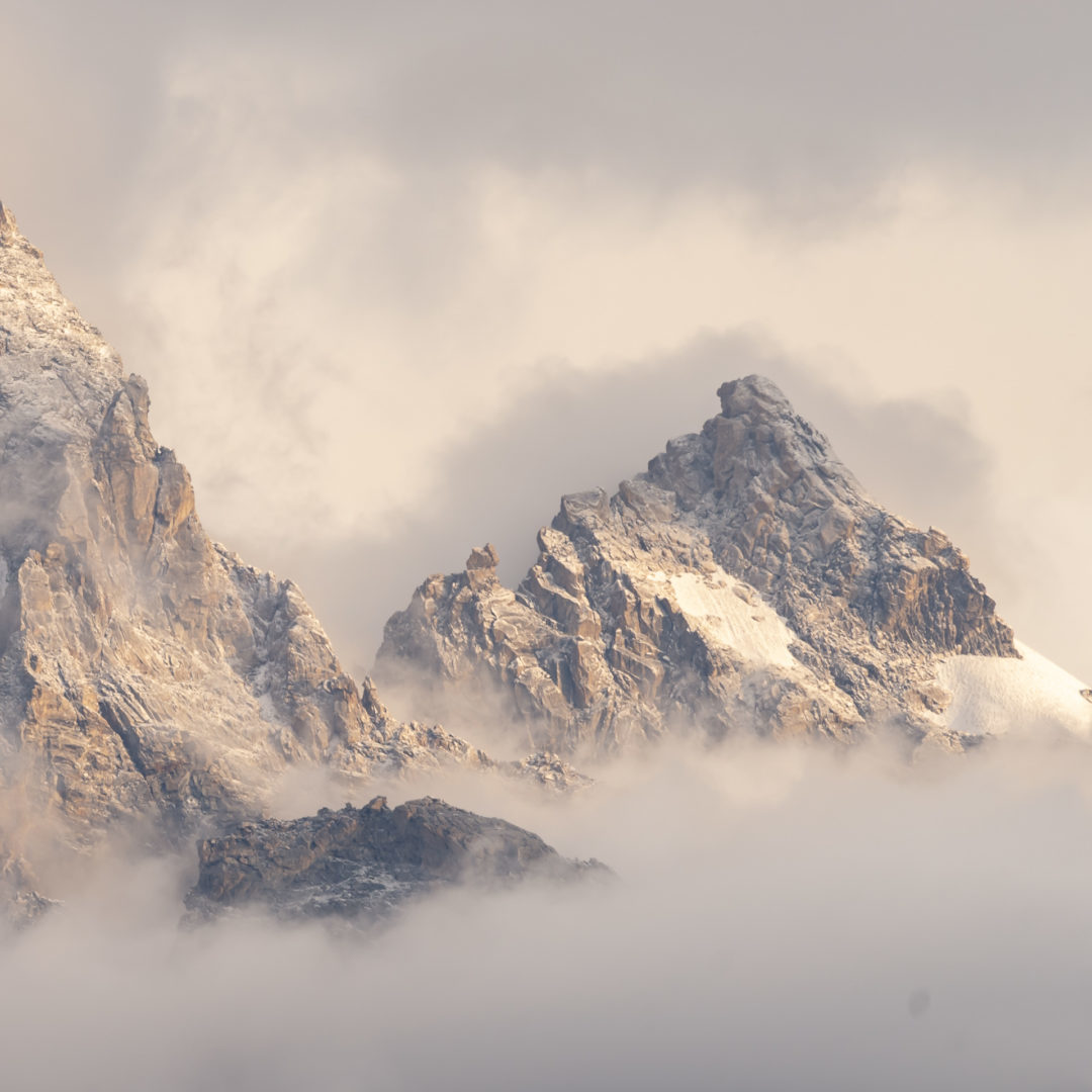 Click to enlarge Teewinot first snow
