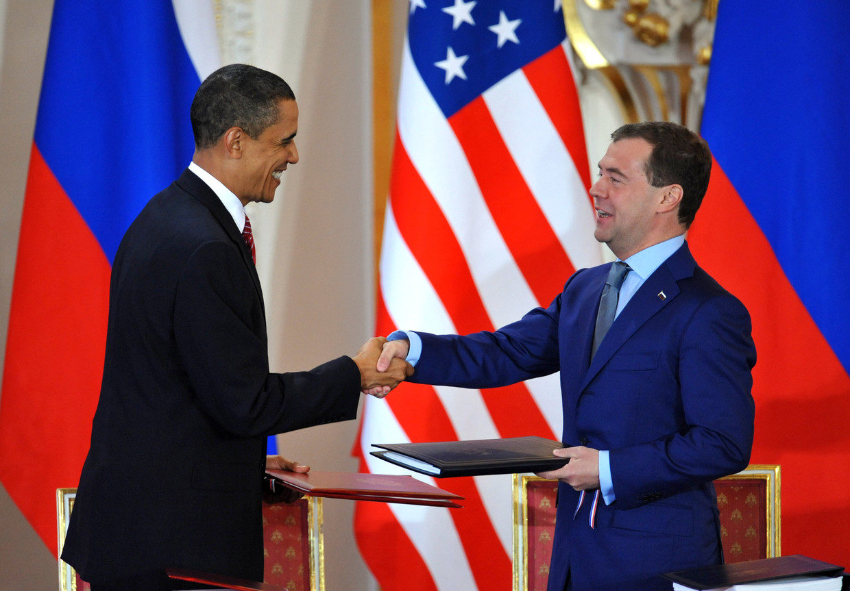 Click to enlarge Barack Obama, and his Russian counterpart Dmitry Medvedev