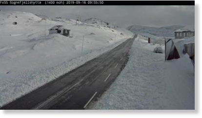 This was the scene Monday morning near Sognefjellshytta on county road FV55