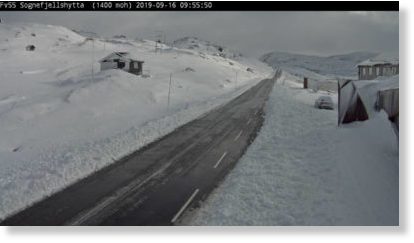 Click to enlarge This was the scene Monday morning near Sognefjellshytta on county road FV55