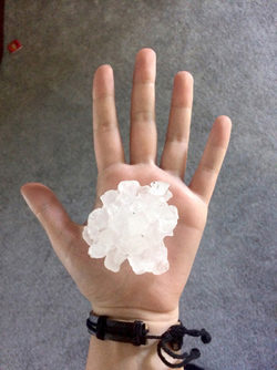 Large hail fell Saturday in Glidden. Most of it was about an inch in diameter, but some exceeded 2 inches
