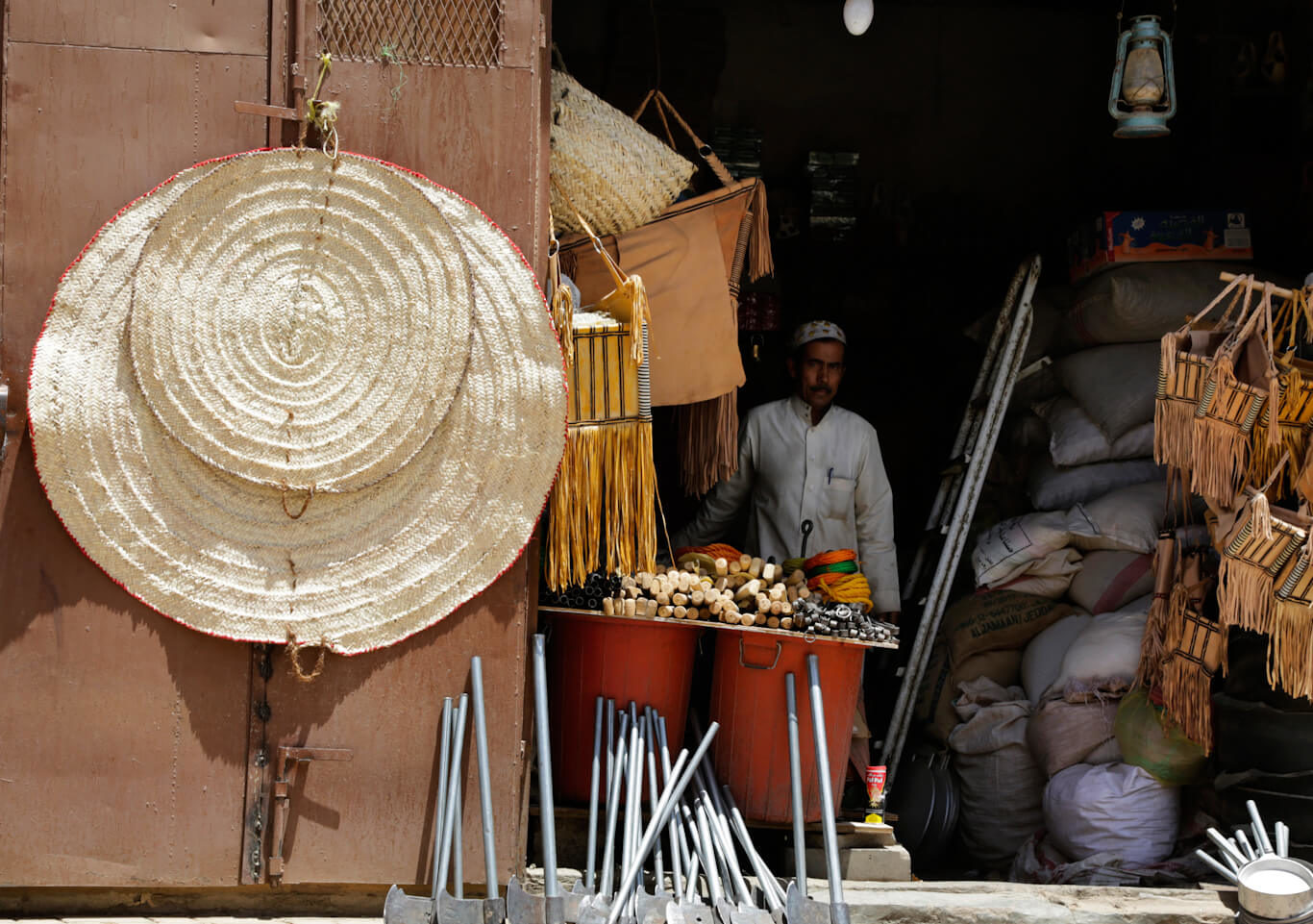 A Yemeni vendor sells coffee and in the old market in Najran, Saudi Arabia.