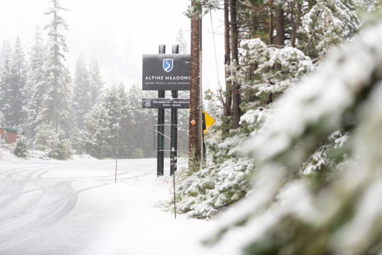 Click to enlarge Snow on the road en route to Alpine Meadows.