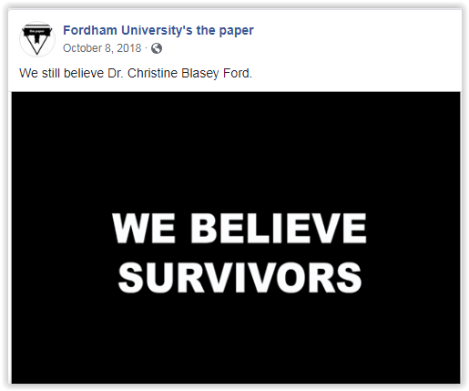 Fordham Univ Blasey Ford Kavanaugh accuser
