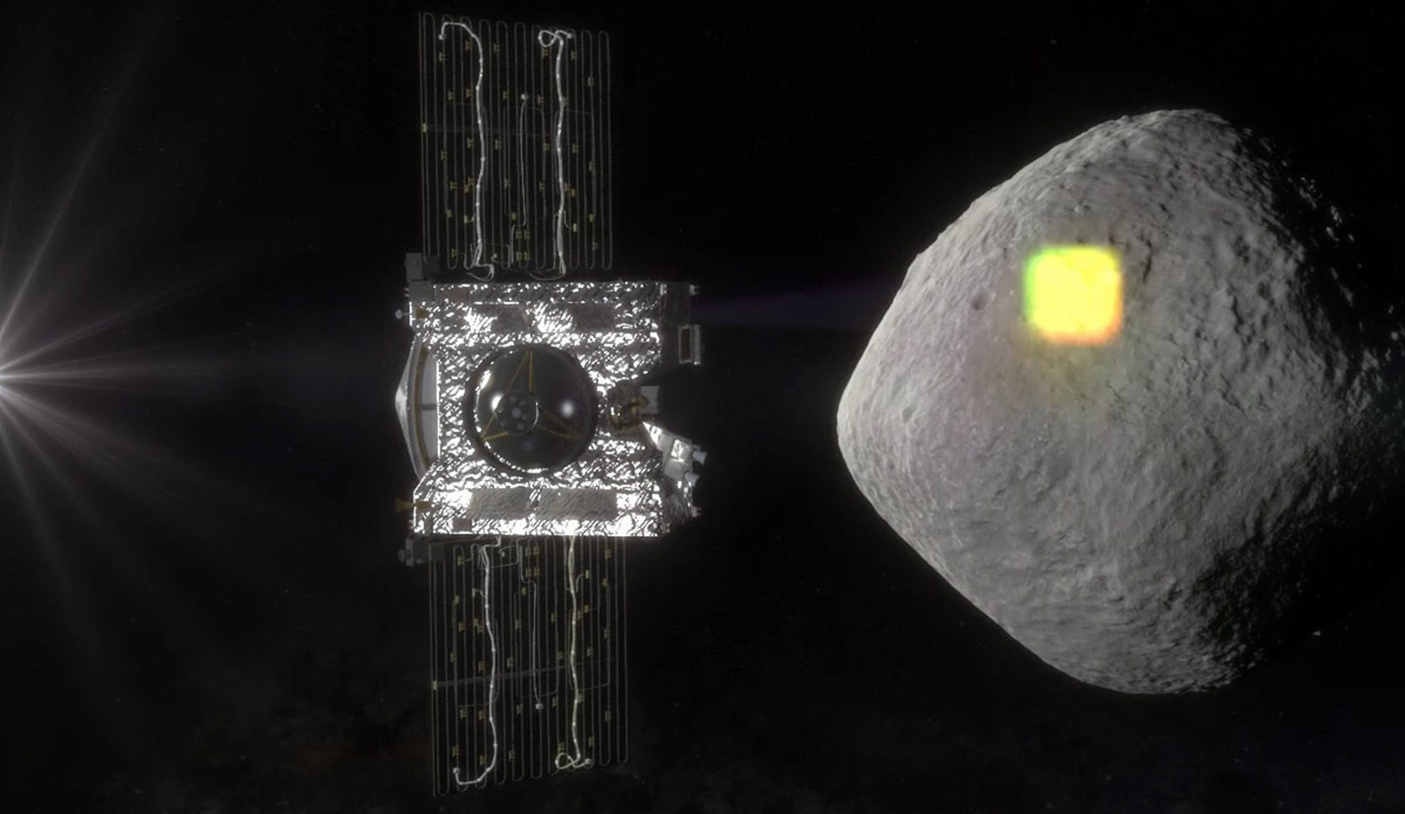 Click to enlarge artist OSIRIS-REx spacecraft asteroid mapping