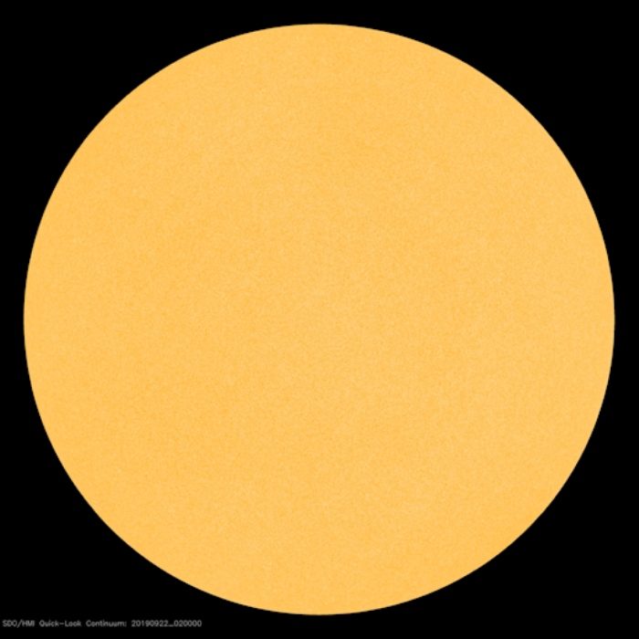 The sun on Sept. 22, 2019--as blank as a billiard ball
