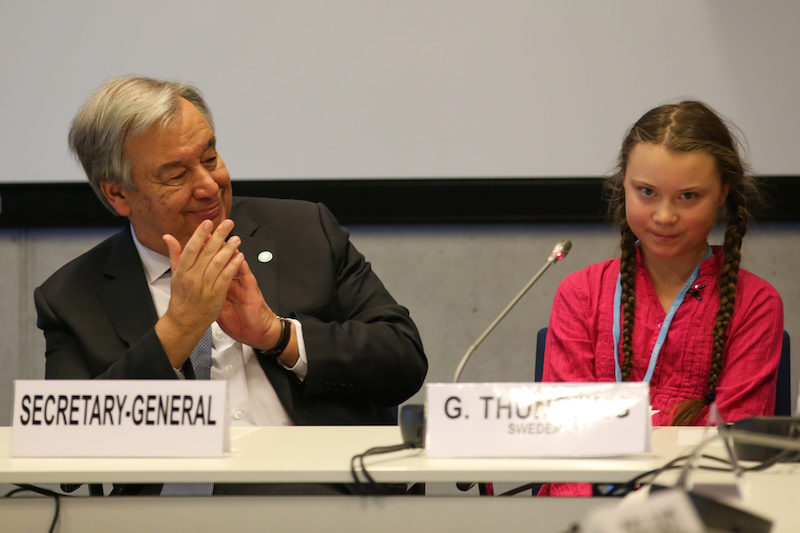 Click to enlarge UN Secretary General, António Guterres and Greta Thunberg