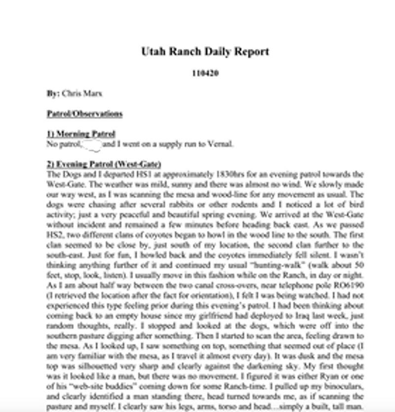Click to enlarge skin walker ranch report activty