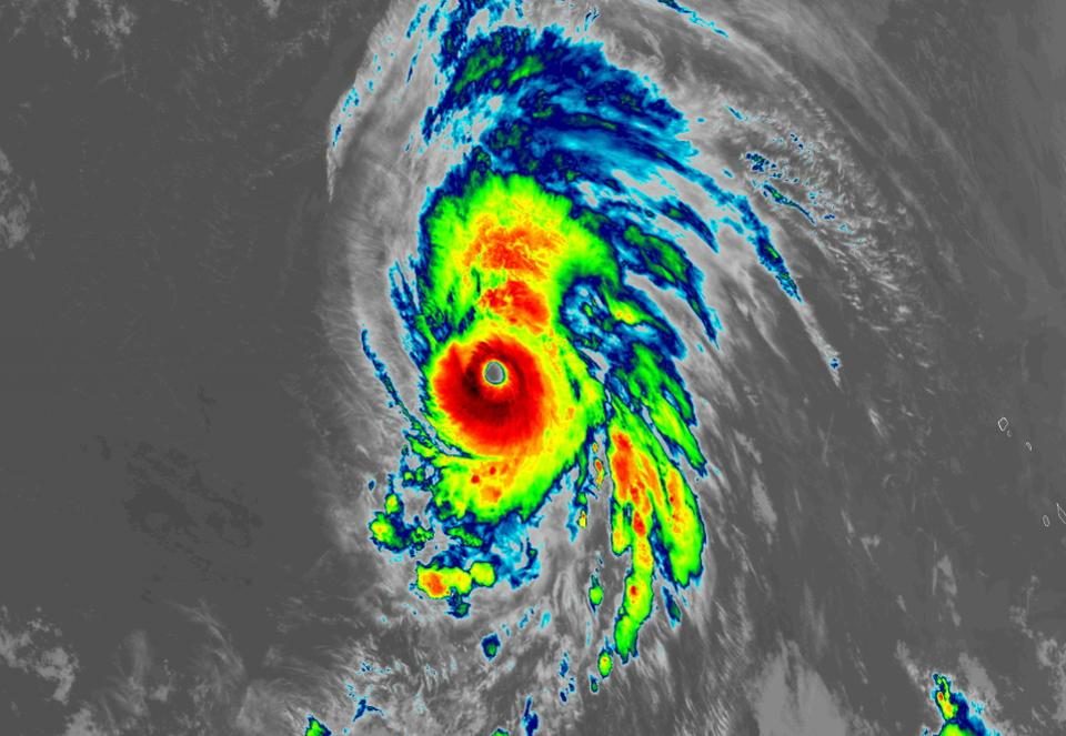 An infrared satellite image of Hurricane Lorenzo on September 26, 2019