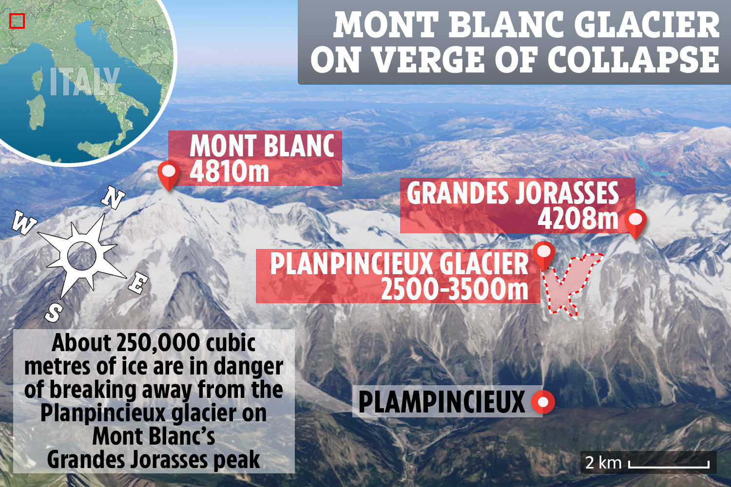 planpincieux glacier collapse mont blanc