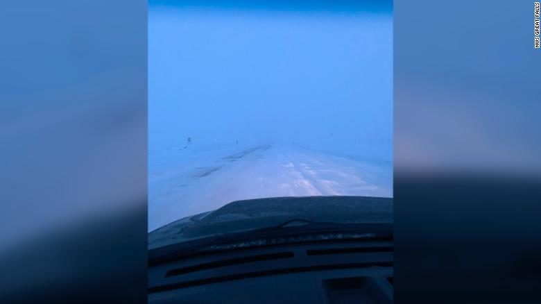 The National Weather Service in Great Falls, Montana, said there was up to a foot of snow on a highway.