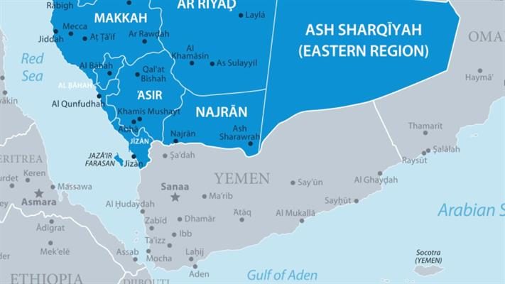 Yemen saudi arabia map