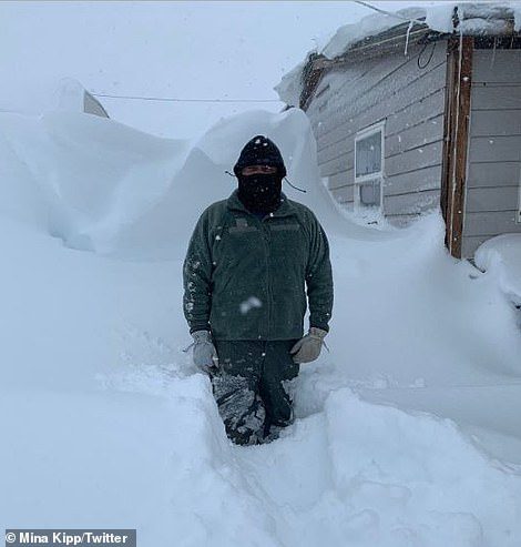 Snowbanks were so high in some areas of Montana they reached the roofs of houses.