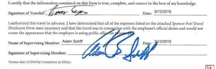 Click to enlarge schiff signature staffer ukraine trip