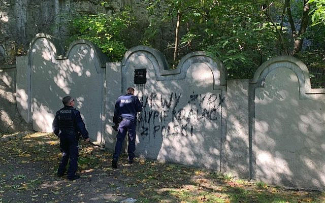 Vandals painted a swastika and anti-Semitic slur