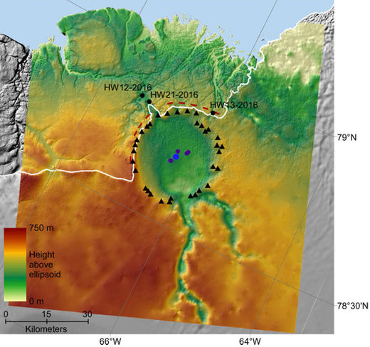 Topography of the Hiawatha crater