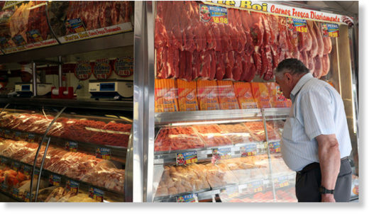 Click to enlarge A man buys meat from a butcher shop in Santo Andre, Sao Paulo state, Brazil October 1, 2019.