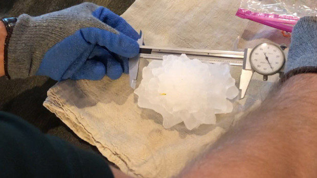 Largest hail stone recorded in Colorado at 4.8 inches in Bethune in 2019