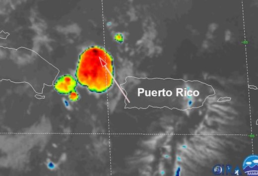 Gigantic jet over Puerto Rico