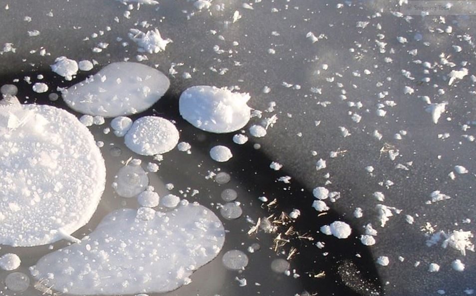 Frozen methane bubbles