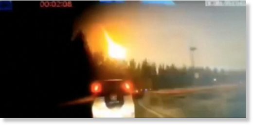 Click to enlarge A meteor lights up the midnight sky over the northeastern China provinces of Jilin and Heilongjiang in this dashcam and surveillance camera video views taken on Oct. 11, 2019.