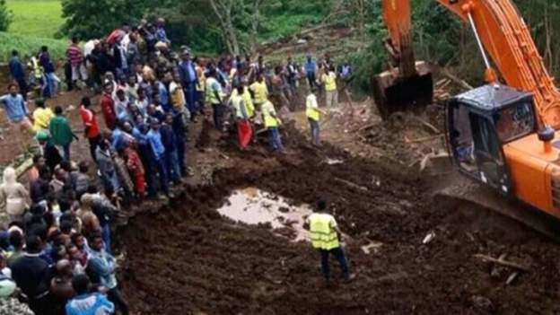 The landslide was caused by heavy rains in