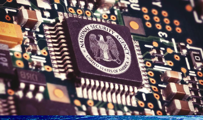 Click to enlarge NSA logo on computer chip