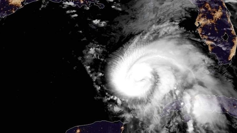 This satellite image shows Hurricane Michael on Oct. 9, 2018, as it enters the Gulf of Mexico