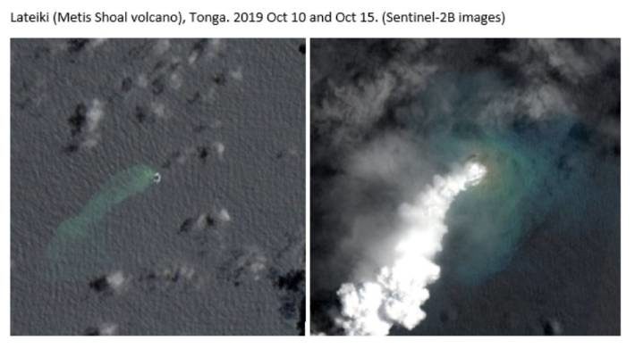 White smoke plumes above Metis Shoal observed this week.