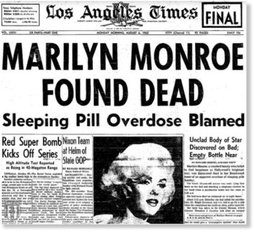 Click to enlarge MArilyn Monroe found dead