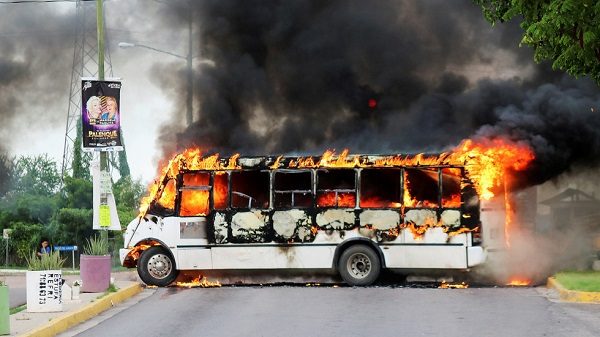 Burning bus