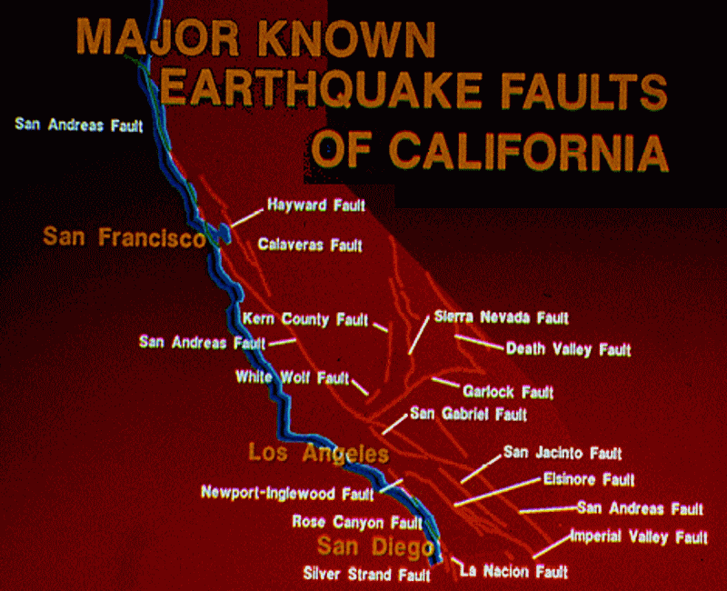 Click to enlarge earthquake fault system california
