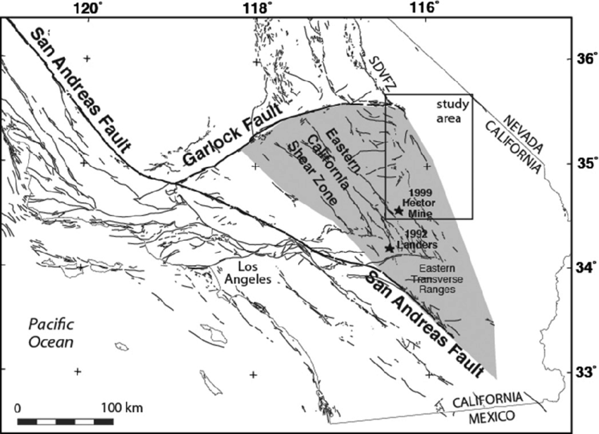 Click to enlarge garlock fault earthquake California
