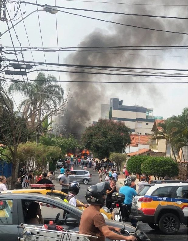 Click to enlarge photo showing plumes of smoke